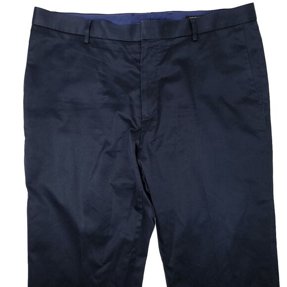 Banana Republic Non-Iron Tailored Slim Fit Dress Pants Mens 36x28 Navy 12" Rise - Picture 2 of 8